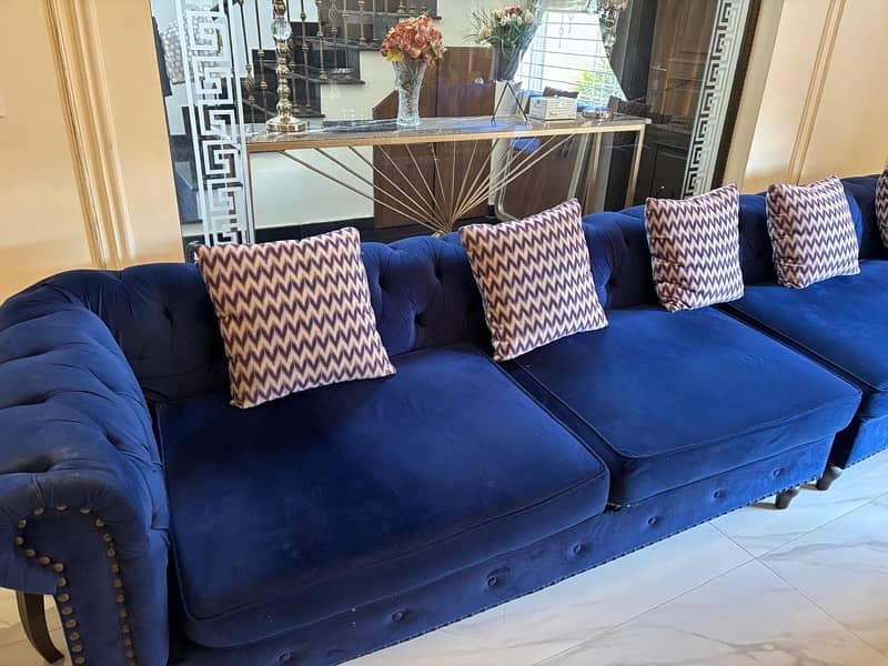 L Shaped | 9 Seater| Blue sofa 1