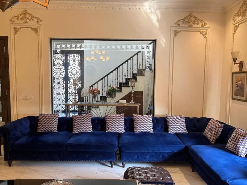 L Shaped | 9 Seater| Blue sofa 2
