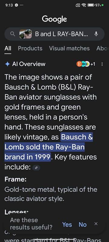 B and L RAY-BAN U. S. A 1999 VINTAGE AVIATOR 8