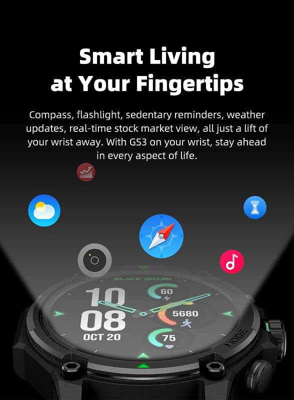 Black Shark GS3 Smartwatch AMOLED Screen AOD (calling + built in GPS) 16