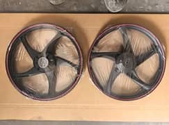 Black Alloy Rims for CD 70 – Premium Motorcycle Rims with Red Stripe