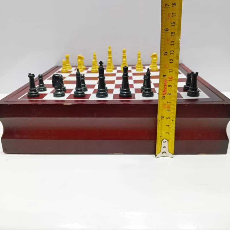 Vintage 1990s 11.5 inches Wooden Chess Set with Multi-Game Wood Case 11