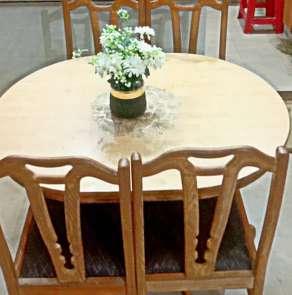 Wooden, Oak Dining Table with 4 Chairs for Sale 1