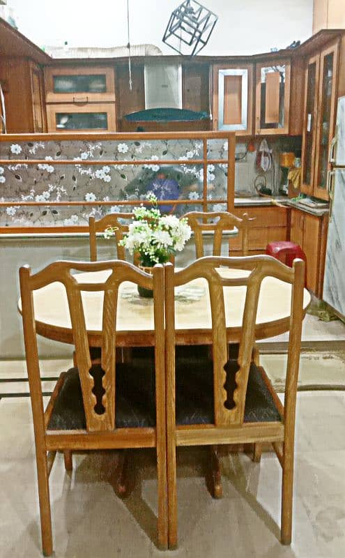 Wooden, Oak Dining Table with 4 Chairs for Sale 3