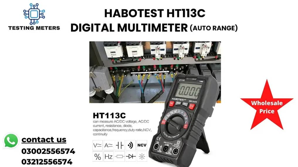 Habotest HT113C Digital Multimeter Auto Clamp Meter Solar Inverter UPS 0