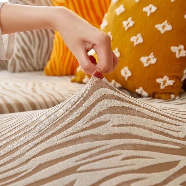 Luxurious velvet 7 seater sofa cover texture brown 7 PC's 1