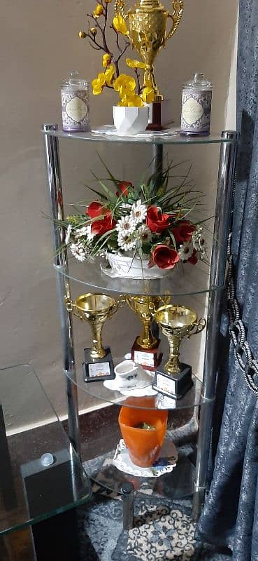 Glass and Steel Corner Stand 0