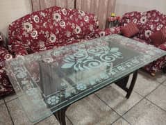 Glass Dining Table with 6 chairs Available at Discount