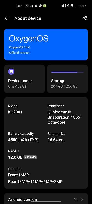 One plus 8T 12+12/256 6