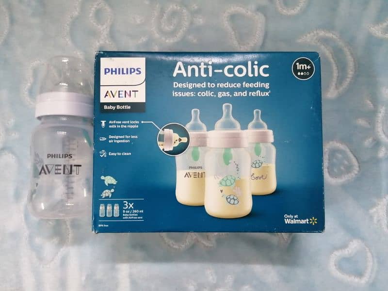 Philips Avent Anti-Colic 9oz Bottles Turtle Design AirFree 3-Pack 0