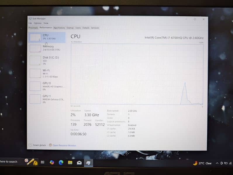 Asus Rog I7 6700HQ 6th + GTX 960 + 512GB M. 2 + 16GB DDR4 Gaming Laptop 8