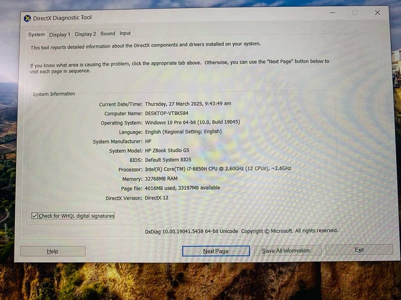 HP Zbook Studio G5 Core i7 8th Gen 4GB GPU 7