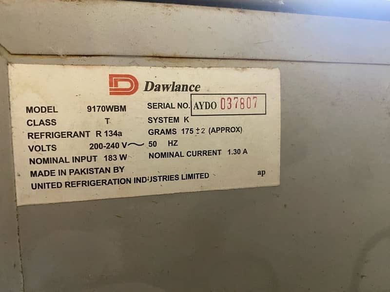 Used Dawlance 9170WBM Refrigerator 11.3 cubic feet (320 liters) 1