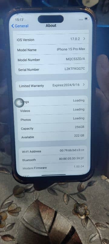 iphone 15 Pro max 256 gb MC 1