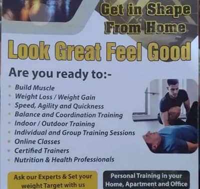 Fitness Trainer at your door step or online sessions