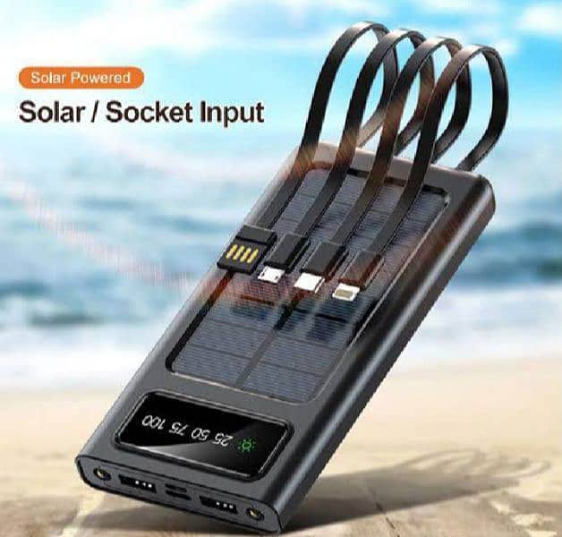 J-Cell 10000mAh Solar Power Bank with Built-in Cables, Model J-118 3