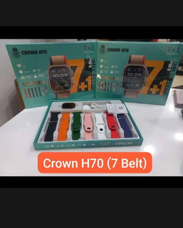 CROWN H70 Ultra 2 Smartwatch – 7 Straps | 2.01" Display | ECG | 0