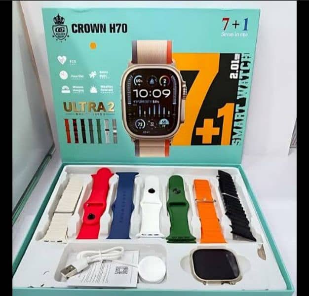 CROWN H70 Ultra 2 Smartwatch – 7 Straps | 2.01" Display | ECG | 1