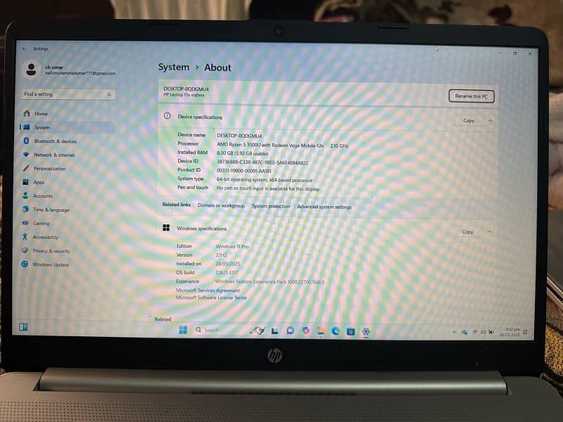 HP RYZEN 5 RADEON VEGA GRAPHICS AMD 4