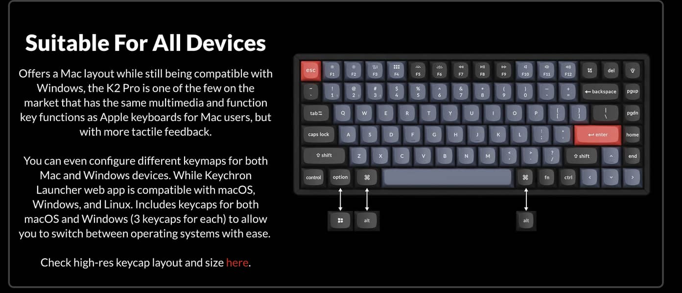 Keychron K2 Pro Mechanical with PBT Oil Resistance Keycaps Installed 5