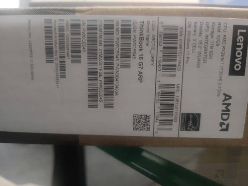 Lenovo ThinkBook 16 G7 ARP Laptop Ryzen 7 7735HS 32GB DDR5  1TB NVME 4