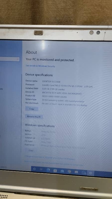 Panasonic laptop Edition	Windows 10 Pro Version	21H2 made in japan 10