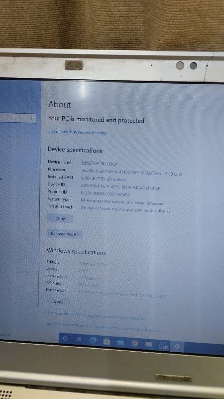 Panasonic laptop Edition	Windows 10 Pro Version	21H2 made in japan 11