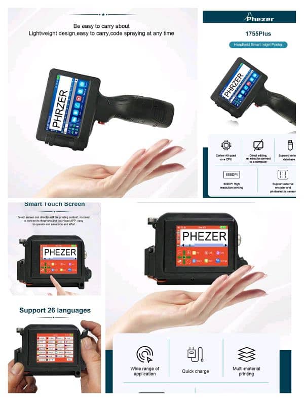 industrial TIJ inkjet handheld printer expiry date batch code printing 0