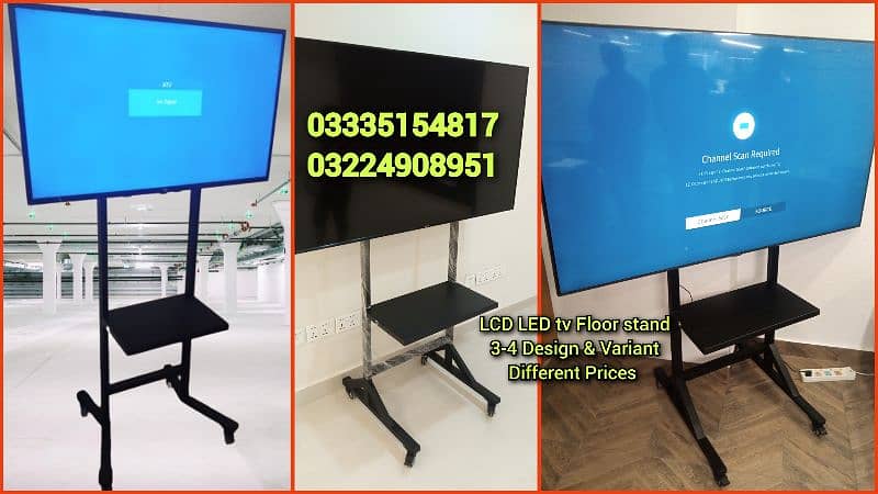 LCD LED tv Floor stand with wall mount and wheels for office home 3