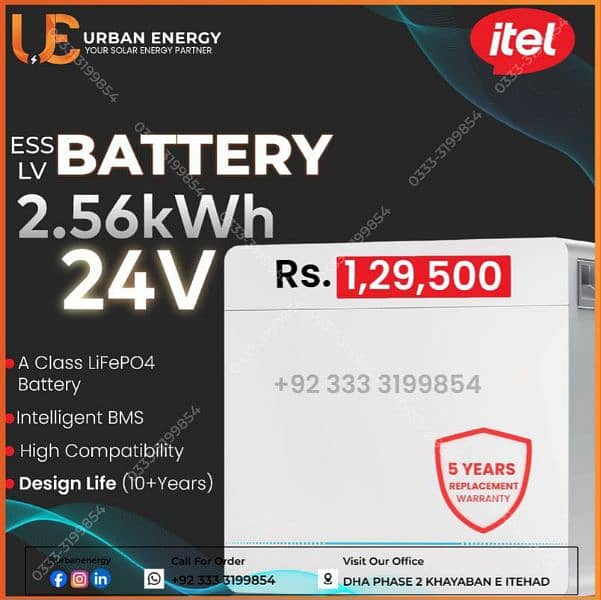 iTel 25.6V 100Ah (2.56kWh) LiFePO4 Battery – High Performance 0