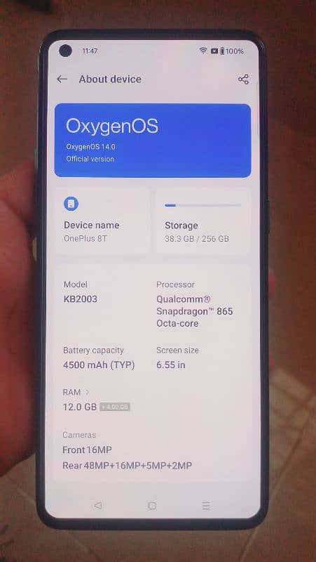 OnePlus 8t 12/256 PTA Approved 4