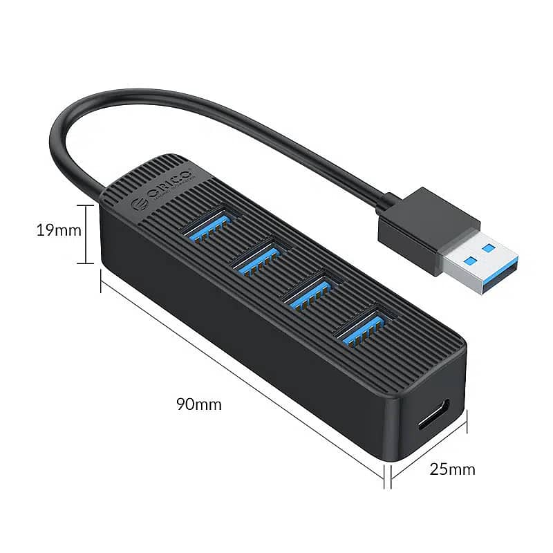 ORICO USB 3.0 hub with 4 USB-A ports – additional USB-C power supply 0