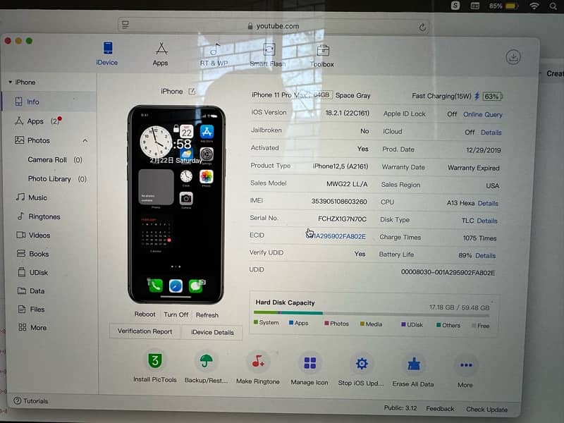 iPhone 11 Pro Max 64GB PTA Approved 89% bat 10