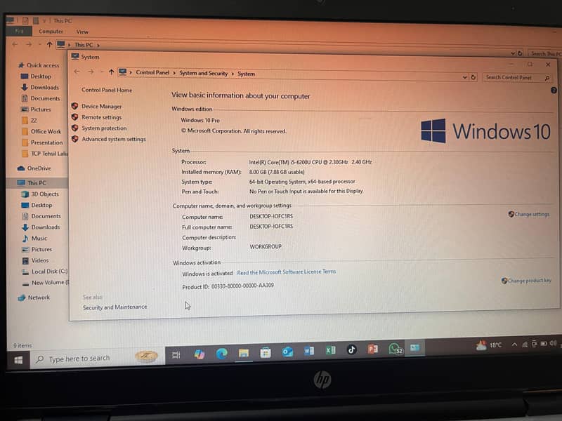 HP pro book core i5 6th generation 1