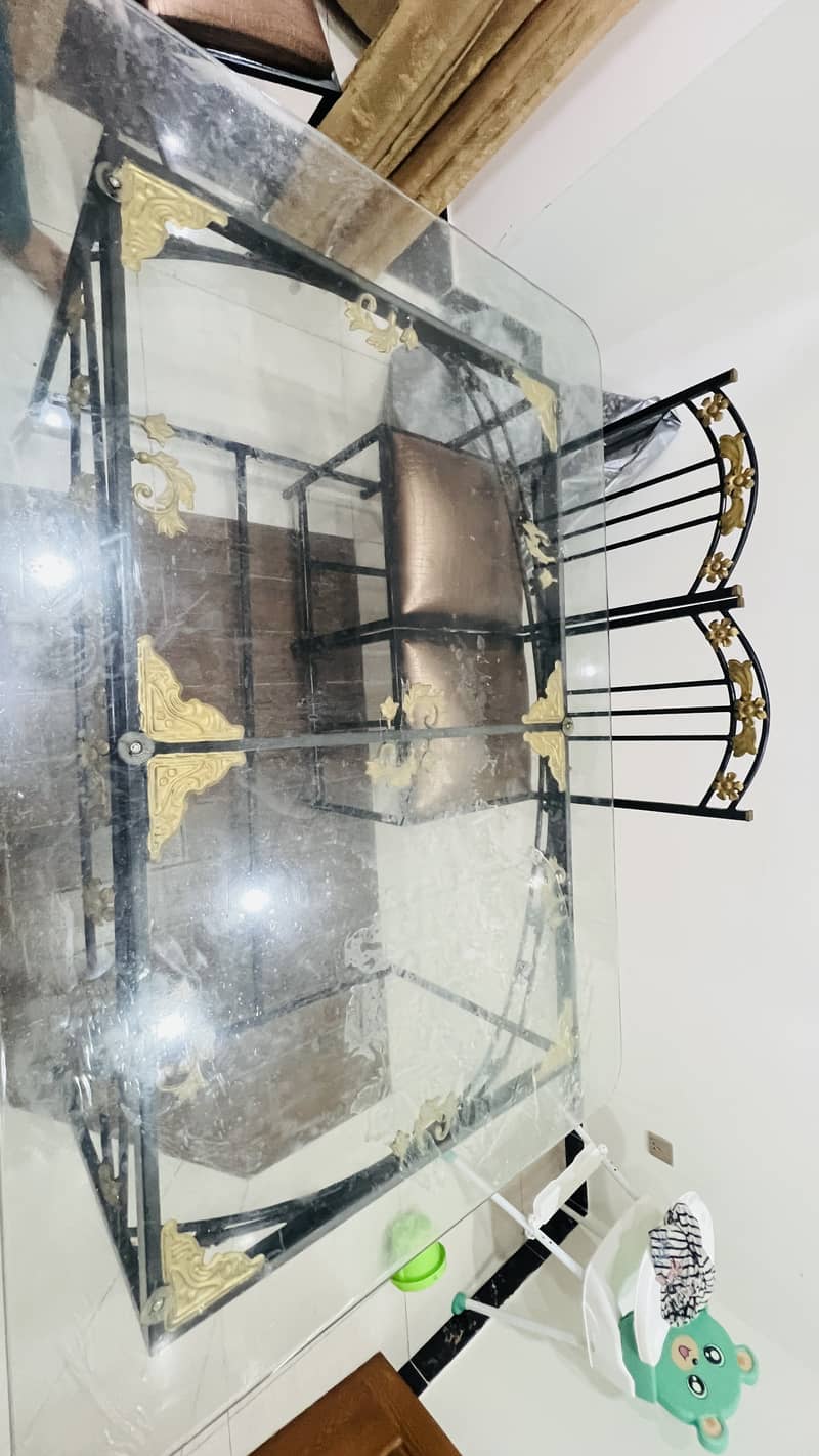 8 seater Dining table steel material with mirror 3