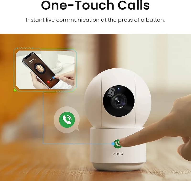 AOSU 2K Security Camera Indoor Baby Monitor Pet Camera 360 Degree move 2