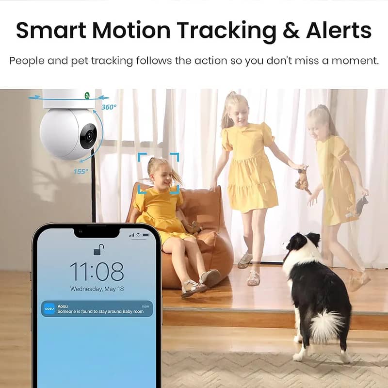 AOSU 2K Security Camera Indoor Baby Monitor Pet Camera 360 Degree move 7