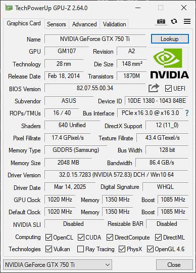 Nvidia GTX 750ti OC (2gb Graphics Card) 5