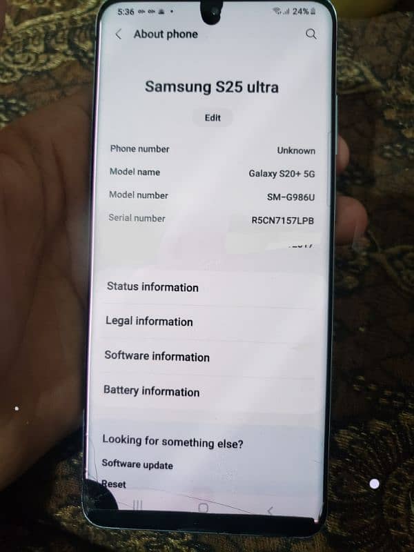 samsung s20 plus non pta  128 minor dot fonrt break back break. 6