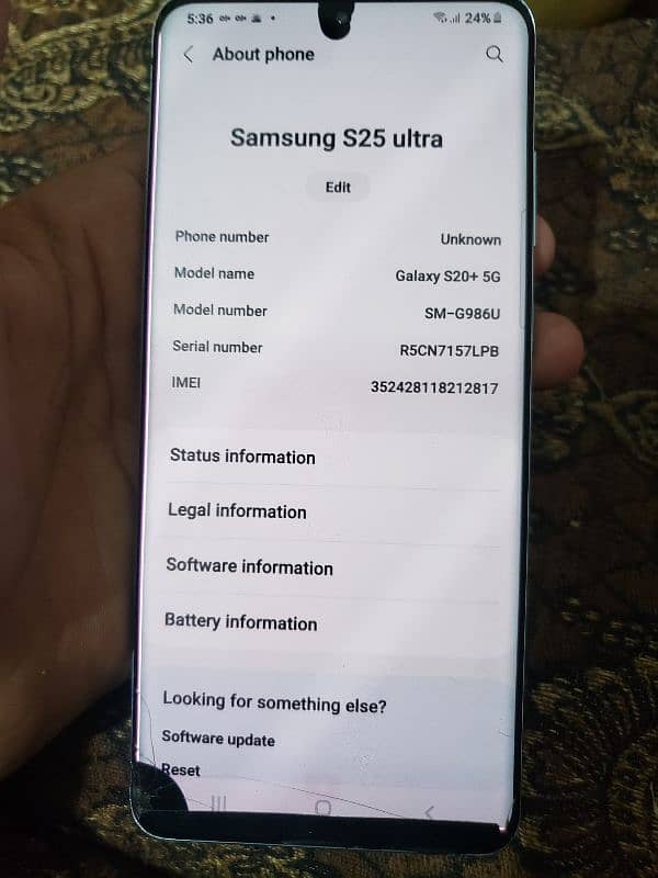 samsung s20 plus non pta  128 minor dot fonrt break back break. 7
