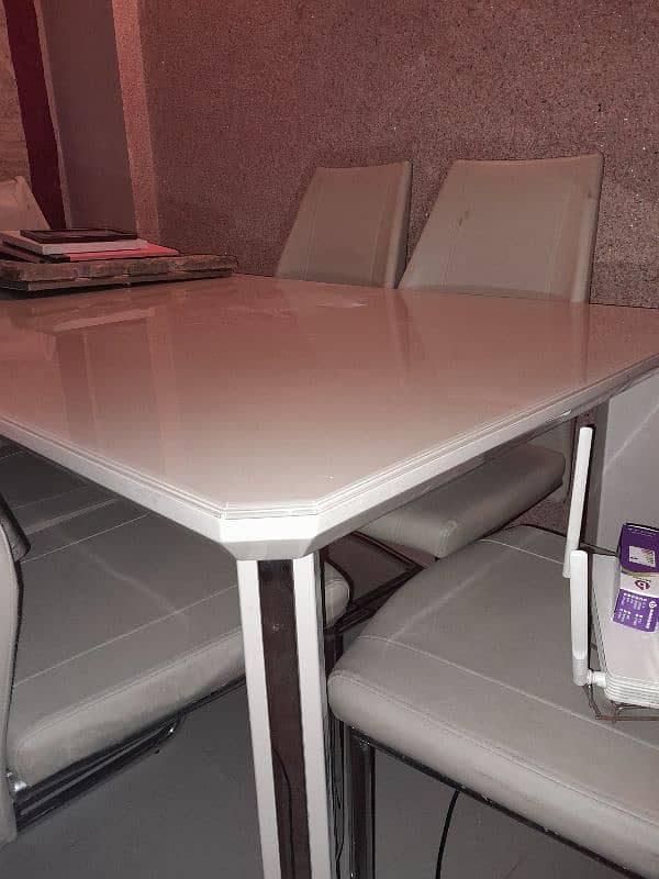 six-seater dining table imported from Dubai leather chairs 0