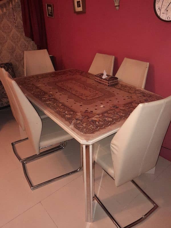 six-seater dining table imported from Dubai leather chairs 2