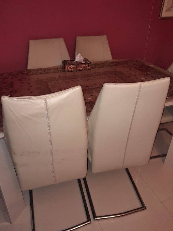 six-seater dining table imported from Dubai leather chairs 3
