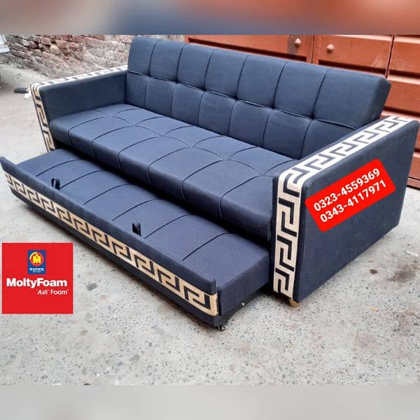 Sofa cum bed Molty double bed folding bed /Foam Mattress/Dining Table 6