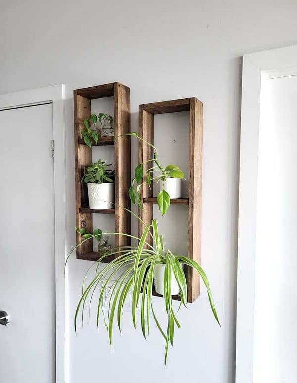 2 Set Long Wood Box Wall Décor - Plant Décor - Floating Box Shelves 0