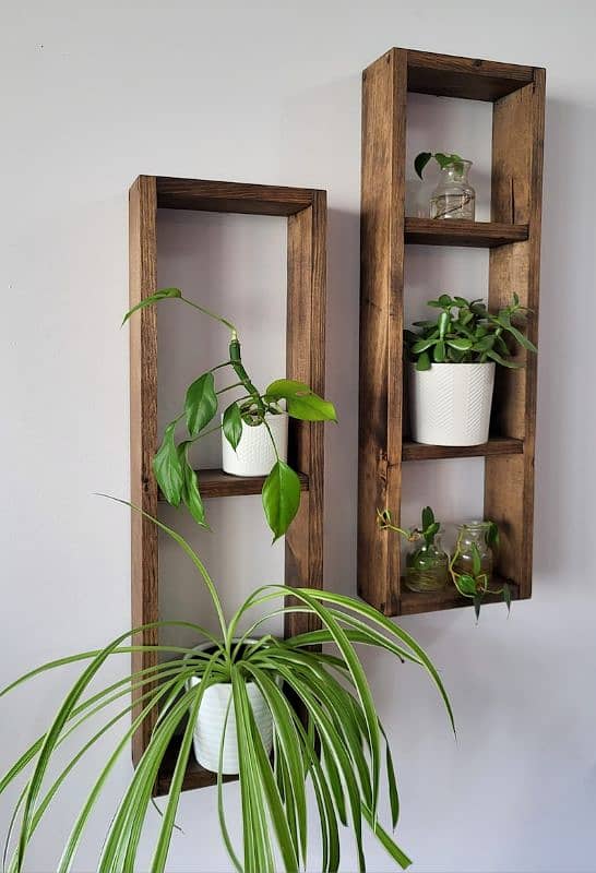 2 Set Long Wood Box Wall Décor - Plant Décor - Floating Box Shelves 1