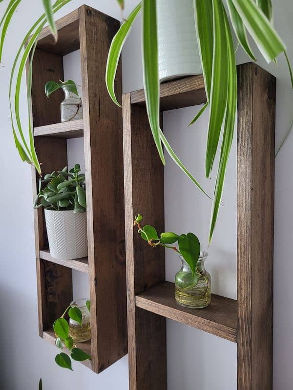 2 Set Long Wood Box Wall Décor - Plant Décor - Floating Box Shelves 2