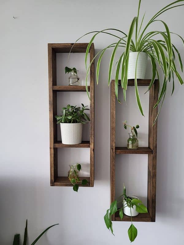 2 Set Long Wood Box Wall Décor - Plant Décor - Floating Box Shelves 3