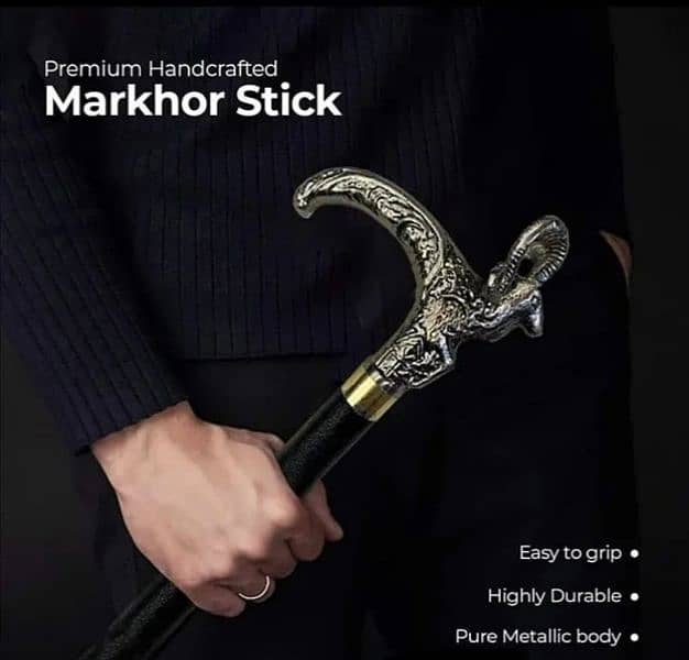 Markhor Handle Walking Stick, Premium Walking Cane 1