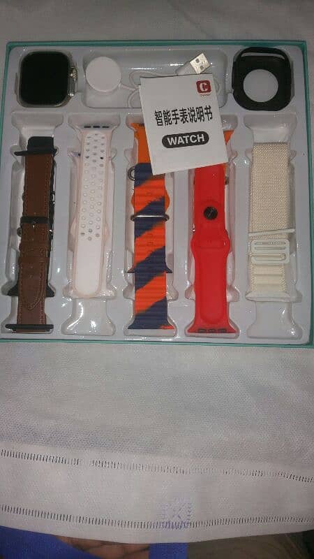 Crown 10+1 smart watch ultra 2 with 8 straps with box with charger 2